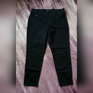 Nine West Pull-On Skinny Jeans Size 16 Black Stretch Faux Front Pockets